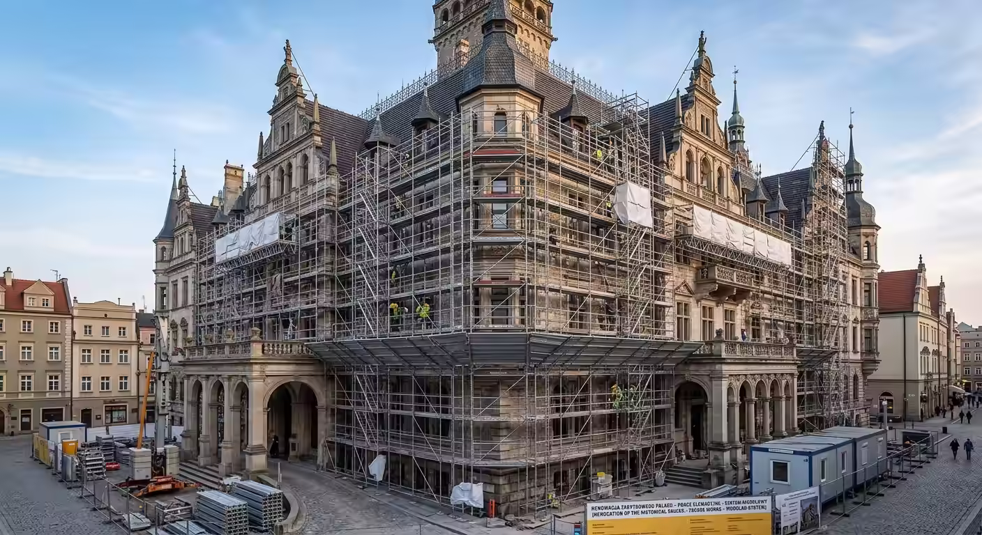 Rusztowanie modułowe 1. Cały budynek